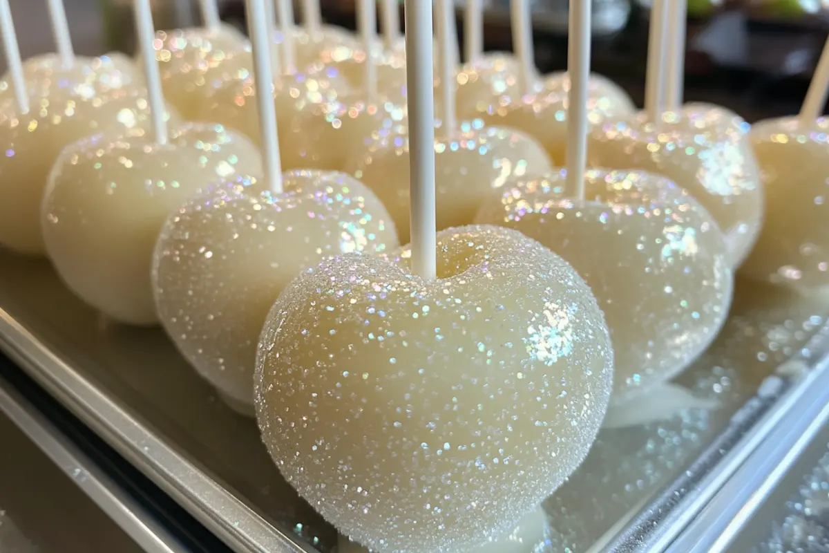 white sparkle candy apples